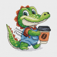 A Crocodile with Coffee - PDF Cross Stitch Pattern