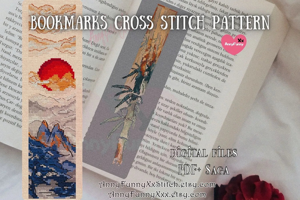 Bookmark. Celestial Symphony of Mountains - PDF Cross Stitch Pattern