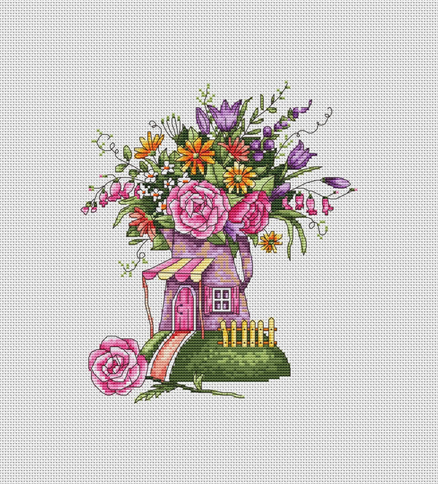 Teapot House - PDF Cross Stitch Pattern