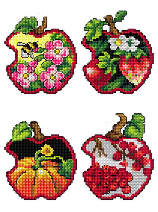 Apples - four seasons 168CS Counted cross stitch kit with plastic canvas