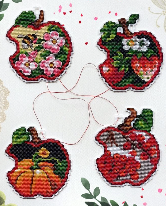 Apples - four seasons 168CS Counted cross stitch kit with plastic canvas