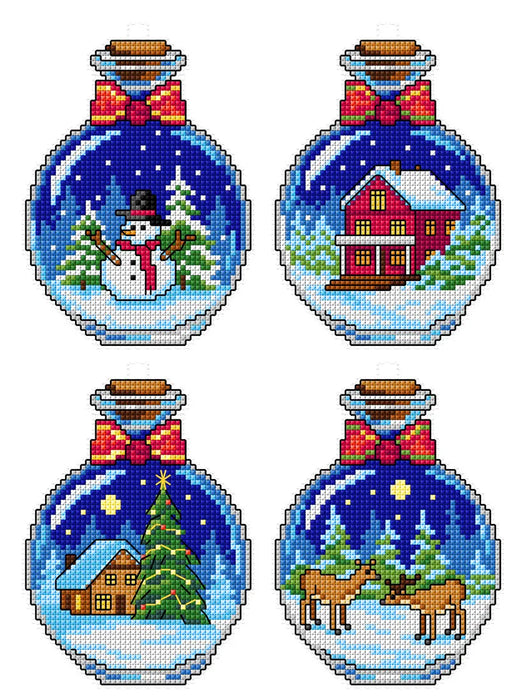 Christmans Bottles 179CS Counted cross stitch kit with plastic canvas