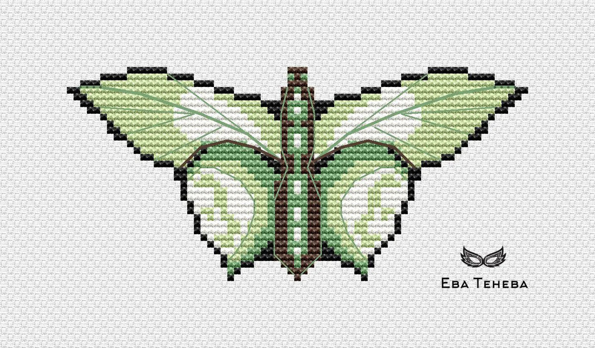 Butterfly. White-green - PDF Cross Stitch Pattern