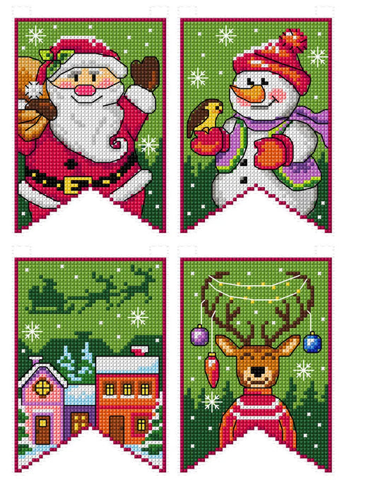 Christmas flags - green 190CS Counted cross stitch kit with plastic canvas