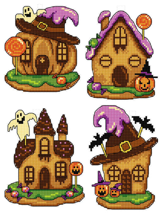 Halloween Houses 192CS Counted cross stitch kit with plastic canvas