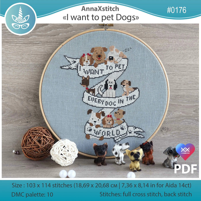 I want to pet... dog - PDF Cross Stitch Pattern