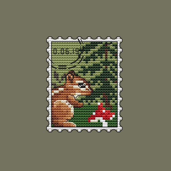 Postage Stamp. Chipmunk - PDF Cross Stitch Pattern