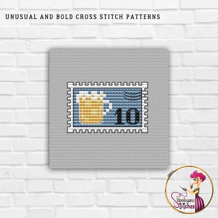 Postage Stamp. Beer - PDF Cross Stitch Pattern