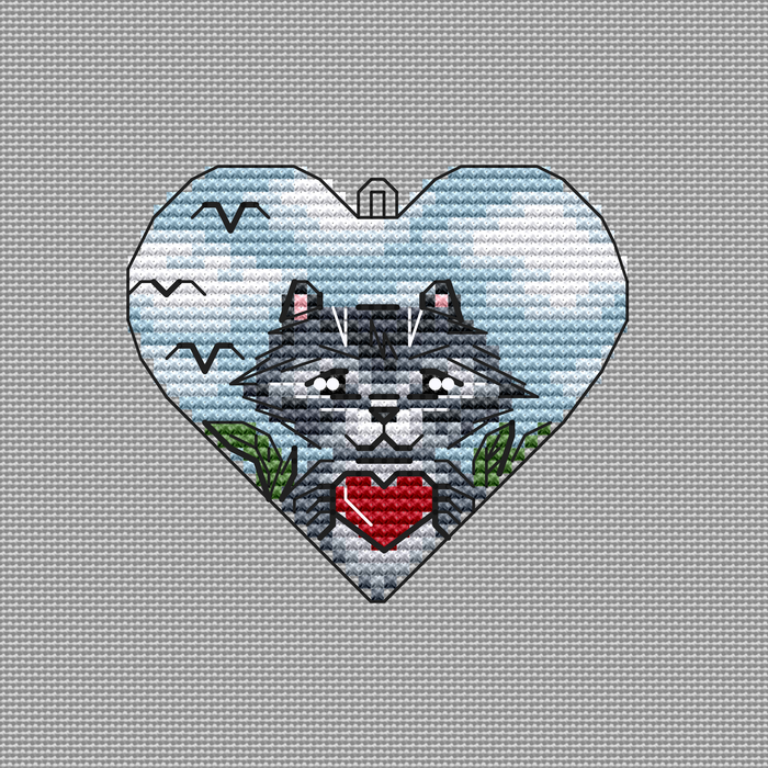 Raccoon in Love - PDF Cross Stitch Pattern