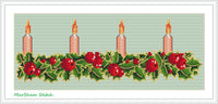 Advent Wreath Golden Holly - PDF Cross Stitch Pattern