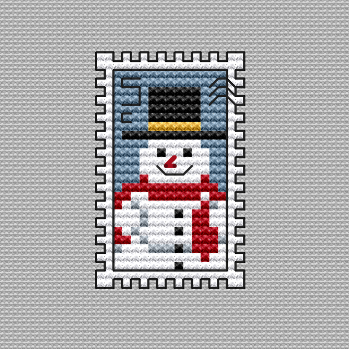 Postage Stamp. Snowman - Free PDF Cross Stitch Pattern