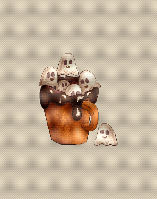 Ghostly cocoa - PDF Cross Stitch Pattern