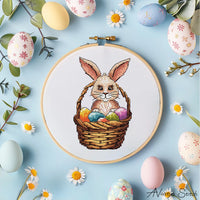 Rabbit in a Basket - PDF Cross Stitch Pattern