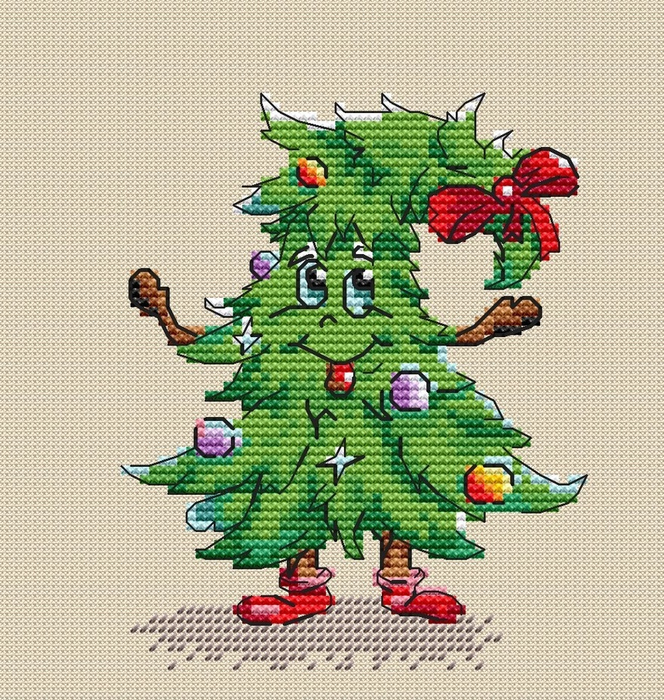 Christmas tree. With a bow - PDF Cross Stitch Pattern