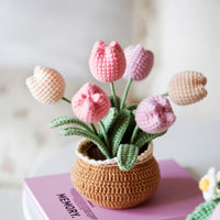 Tulips in Bloom. Potted Flower Amigurumi DIY Crochet Kit Wizardi F07N8-M30