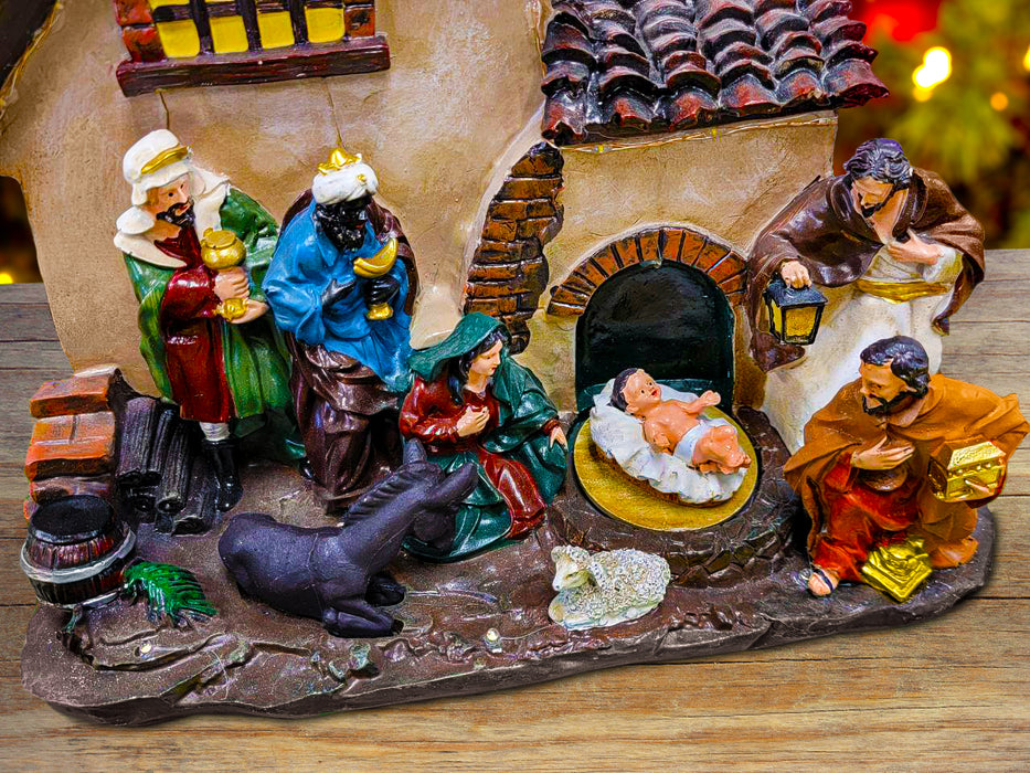 Christmas Village with LED Lights. Holy Family Scene F07M4-1-H530