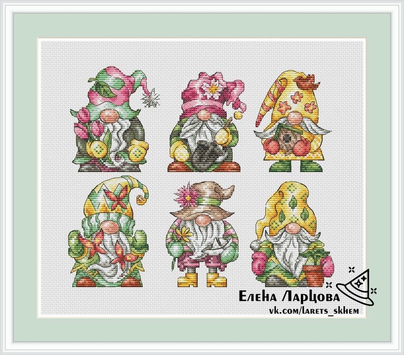 Gnomes. Spring mood - PDF Cross Stitch Pattern