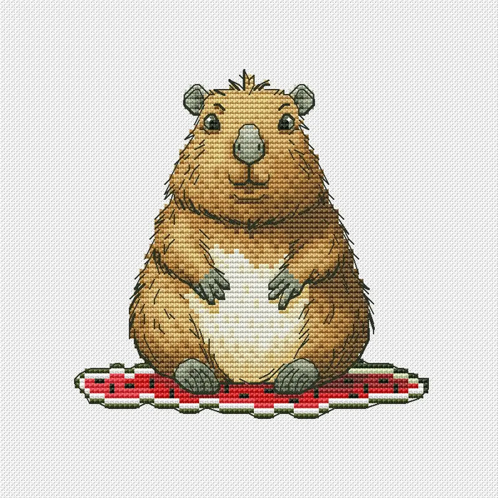 Capybara on the beach - PDF Cross Stitch Pattern