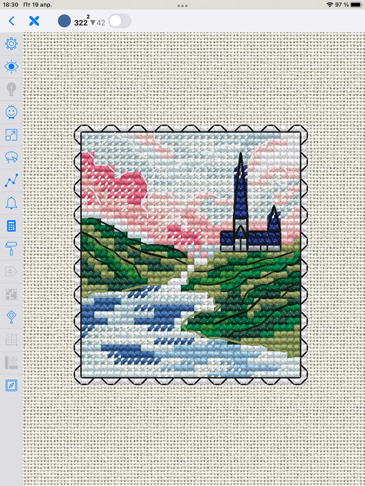 Stamp. Castle - PDF Cross Stitch Pattern