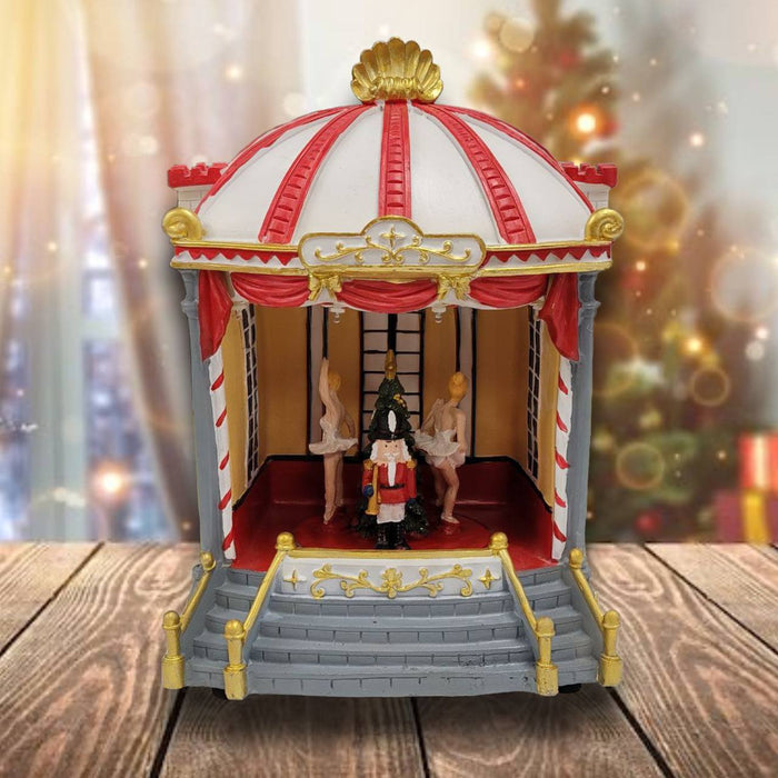 Festive Carousel Miniature Music Box. Theatre Christmas Village F07M3-21