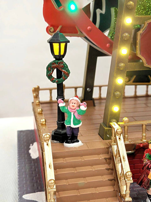 Santa's Carousel Christmas Miniature. Ferry Wheel Christmas Village F07M4-7. Jack Frost Christmas Carousel