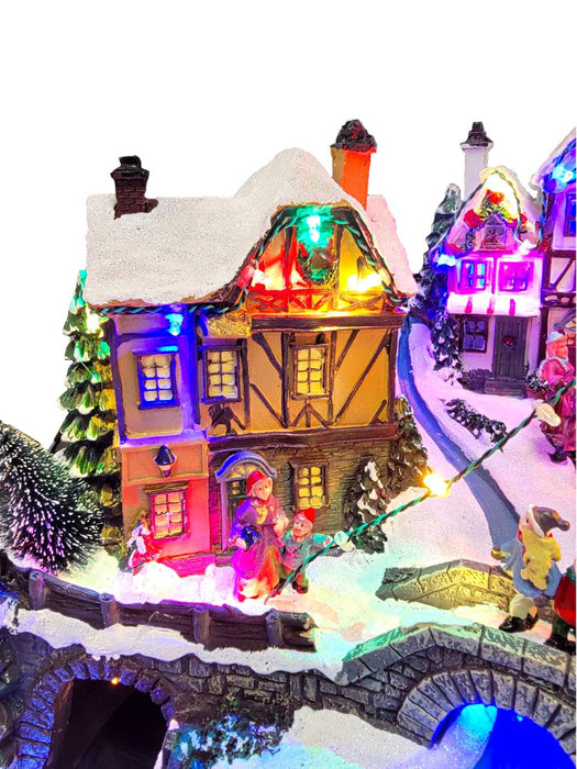 Winter Christmas Village with Train. Christmas Miniature. F07M4-17