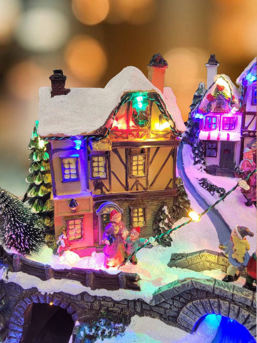 Winter Christmas Village with Train. Christmas Miniature. F07M4-17