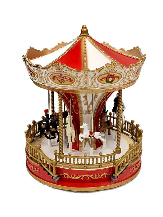 Christmas Carousel Decoration. Animated Christmas Village F07M4-10