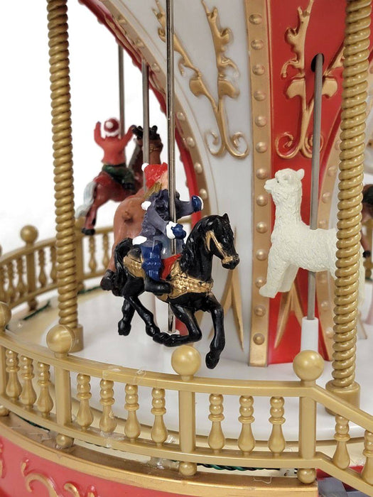 Christmas Carousel Decoration. Animated Christmas Village F07M4-10