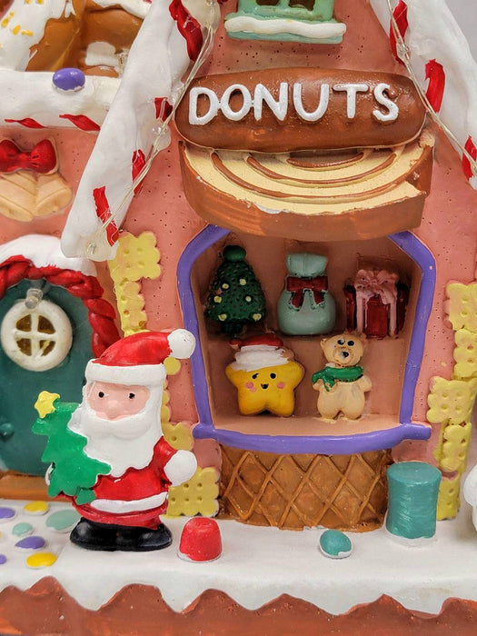 Gingerbread Donuts House Christmas Miniature. Christmas Village F07M4-21