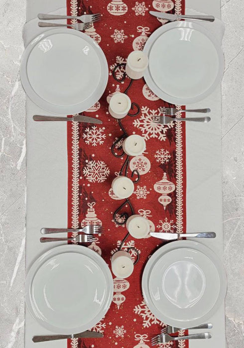 Red Christmas Ornaments Table Runner F07M5-10B