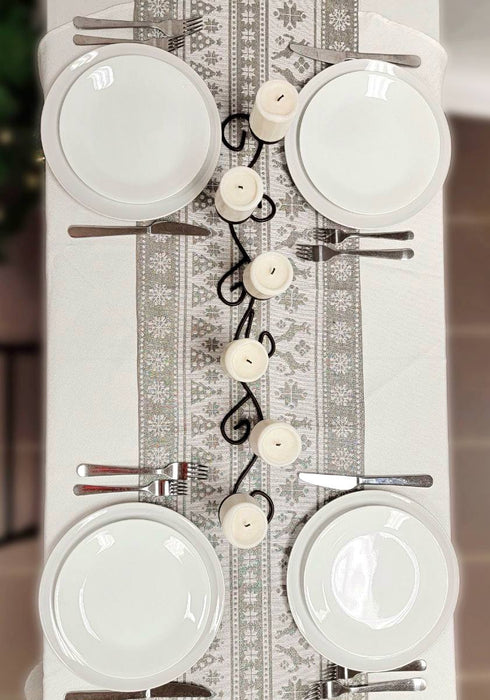 Gray Nordic Christmas Table Runner F07M5-9B Silver