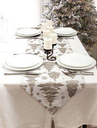 Silver Pine Trees Christmas Table Runner F07M5-9A Silver