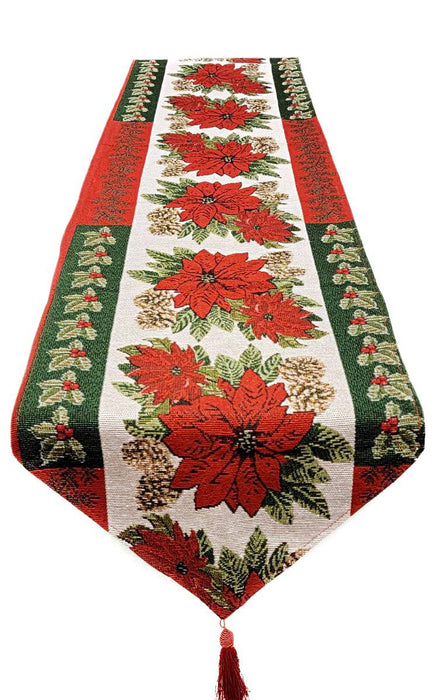 Poinsettia Christmas Table Runner F07M5-8G