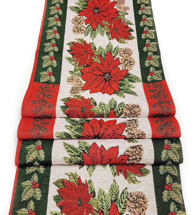 Poinsettia Christmas Table Runner F07M5-8G