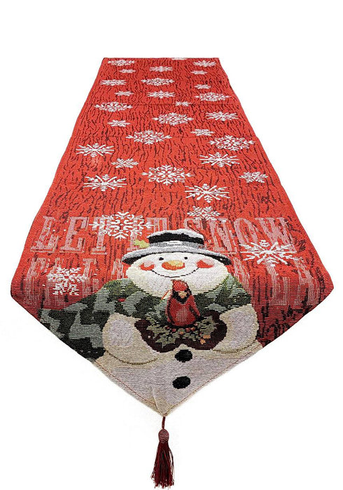 Snowman Christmas Red Table Runner F07M5-8F