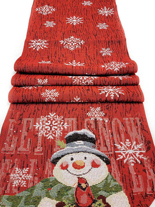 Snowman Christmas Red Table Runner F07M5-8F