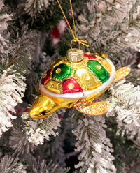 Christmas Glass Ornament - Golden Turtle by Wizardi F07M3-53 HB-SY25263