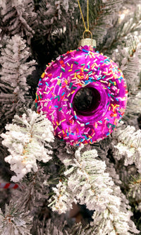 Christmas Glass Ornament - Purple Donut with Sprinkles by Wizardi F07M3-48 HB-SY25407