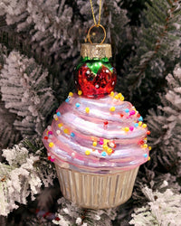 Christmas Glass Ornament - Sprinkled Cupcake by Wizardi F07M3-33 HB-SY25354