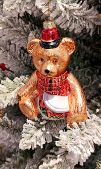 Christmas Glass Ornament - Festive Bear by Wizardi F07M3-16 HB-SY25036