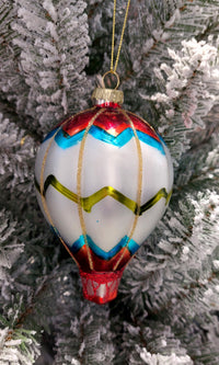 Christmas Glass Ornament - Colorful Hot Air Balloon by Wizardi F07M3-26 HB-SY25744
