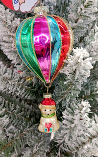 Christmas Glass Ornament - Balloon with Polar Bear by Wizardi F07M3-21 HB-SY25189