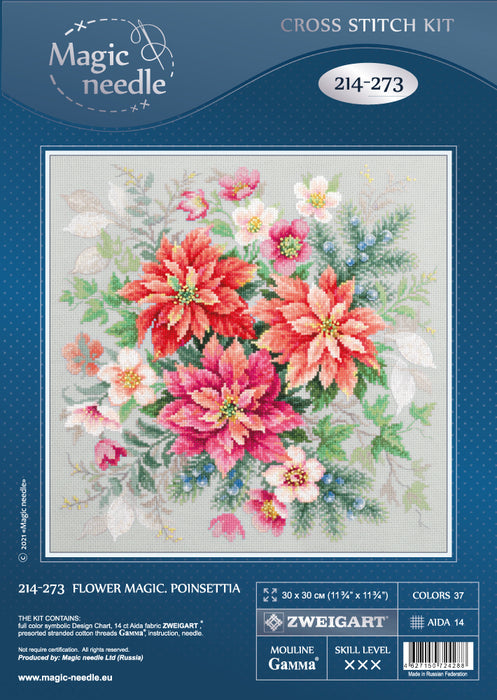 Flower Magic.Poinsettia 214-273 Counted Cross-Stitch Kit