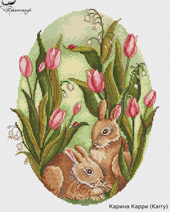 The  seasons. Rabbits - PDF Cross Stitch Pattern