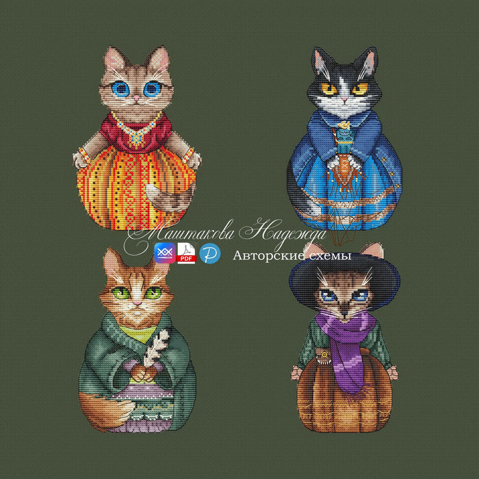 Set Boho kitty - PDF Cross Stitch Pattern