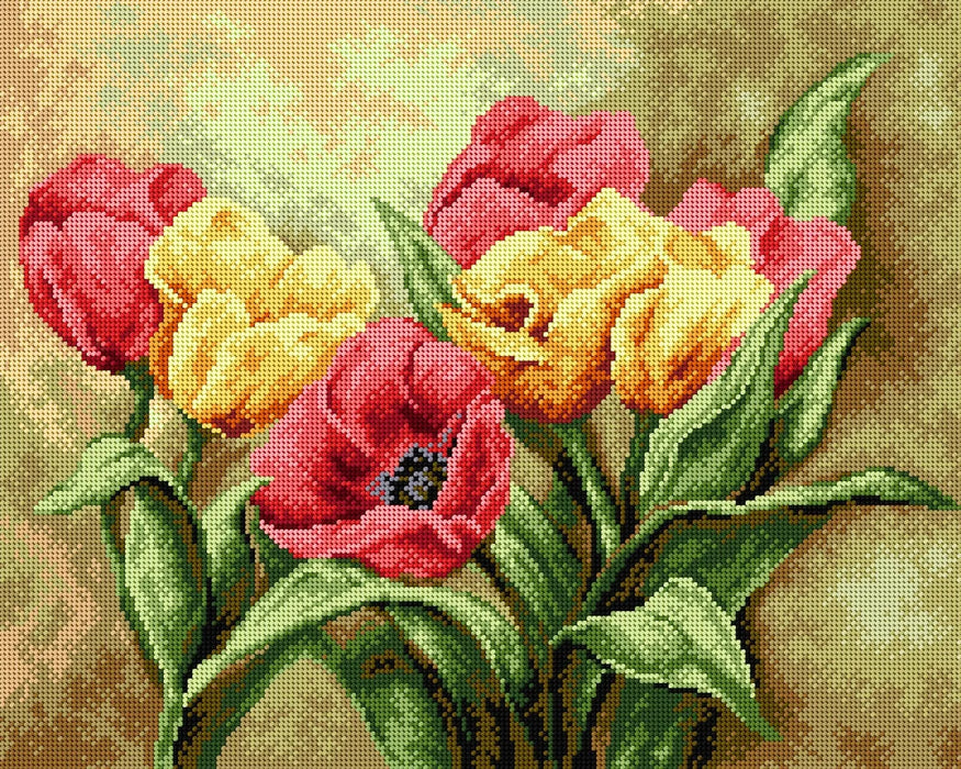 Gobelin canvas for halfstitch without yarn Tulips Bouquet 2248M