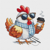 Chicken with Coffee - PDF Cross Stitch Pattern