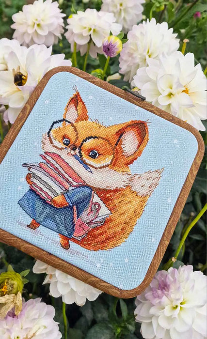 Fox with Books - PDF Cross Stitch Pattern