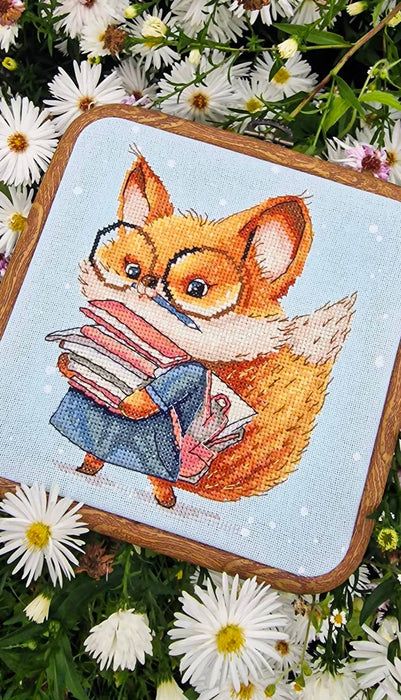 Fox with Books - PDF Cross Stitch Pattern